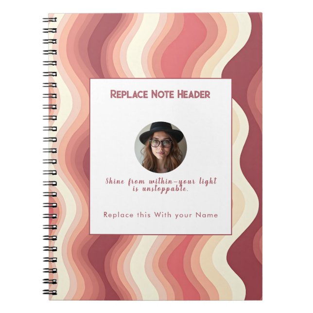Cuaderno Personalized Terra Cota and Cream Wave Patterned  (Frente)