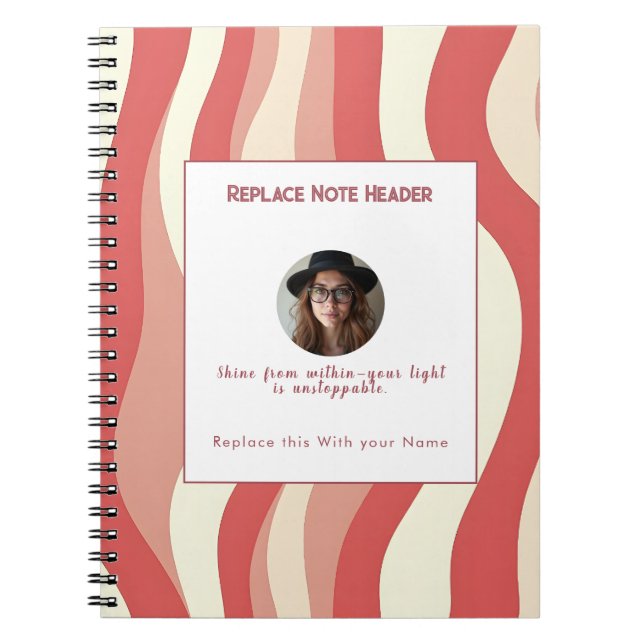Cuaderno Personalized Terra Cota and Cream Wave Patterned  (Frente)