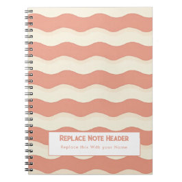 Cuaderno Personalized Terra Cota and White Wave Patterned 