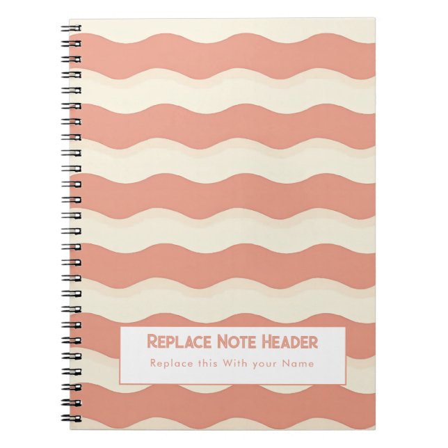 Cuaderno Personalized Terra Cota and White Wave Patterned  (Frente)