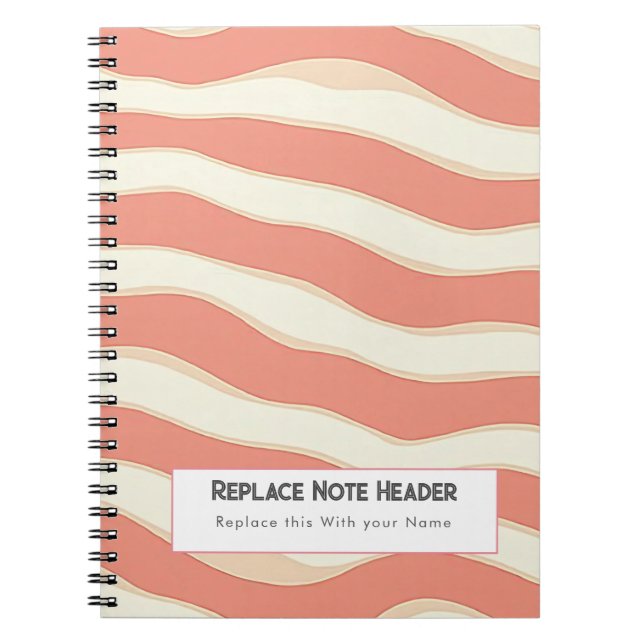 Cuaderno Personalized Terra Cotta and Cream Wave Patterned  (Frente)