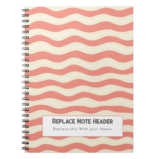 Cuaderno Personalized Terra Cotta and Cream Wave Patterned  (Frente)