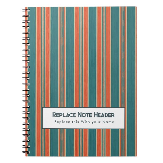 Cuaderno Personalized Vertical Stripe Teal Rust (Frente)