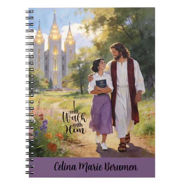 Cuaderno Personalized Walk with Him Christian LDS Journal (Frente)