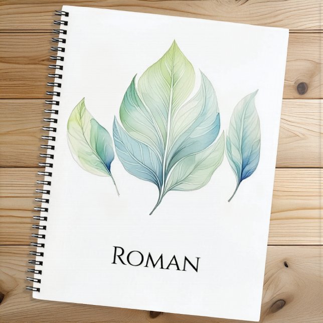 Cuaderno Personalized Watercolor Leaf Spiral Notebook (Subido por el creador)