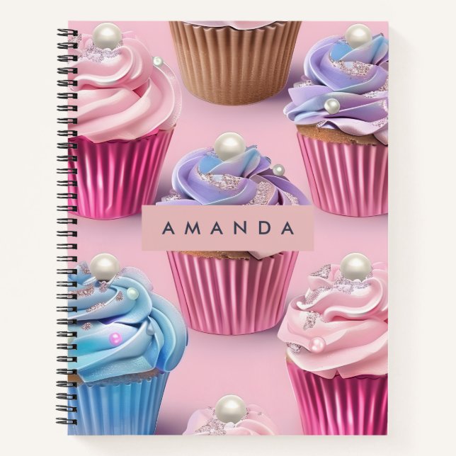 Cuaderno Personalized Whimsical Pastel Cupcake Dreams (Anverso)