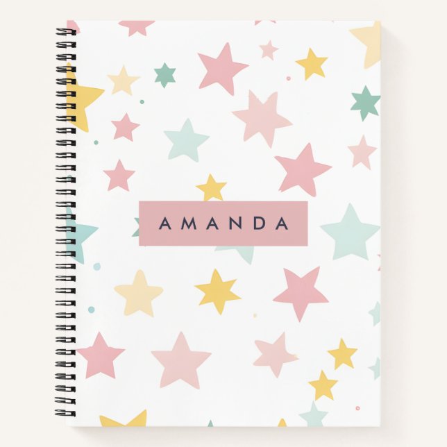 Cuaderno Personalized Whimsical Pastel Star Print  (Anverso)