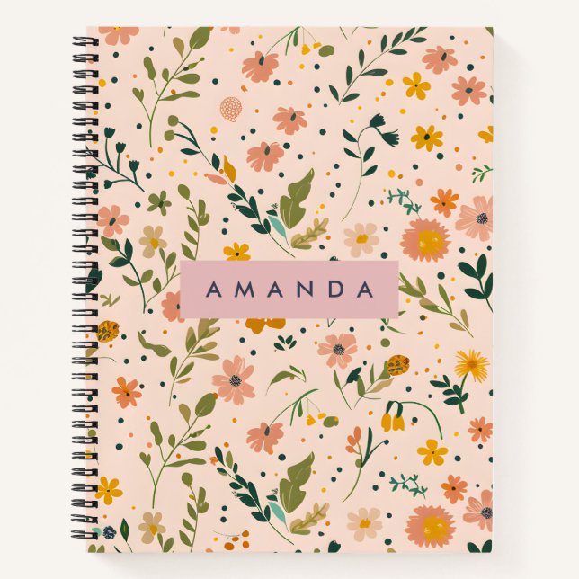 Cuaderno Personalized Whimsical Wildflower Meadow (Anverso)