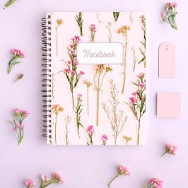 Cuaderno Personalized Wildflower Pink Spiral Notebook