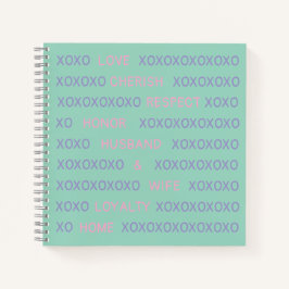 Cuaderno Personalized XO Husband, Wife Names Pink and Blue