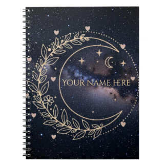Cuaderno Personnalisé Lune Mystique et Ciel Étoilé