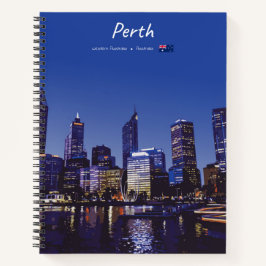 Cuaderno Perth, Australia - Horizonte de la ciudad nocturno