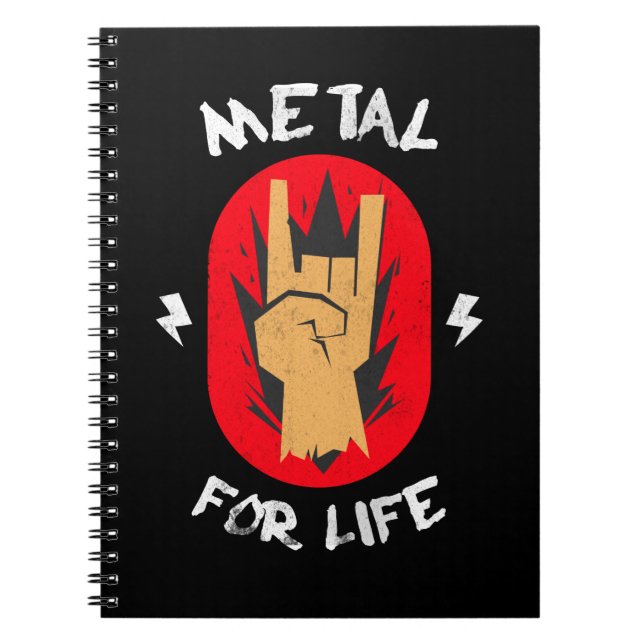 Cuaderno Pesado metalizado para el rock de vida (Frente)