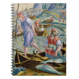 Cuaderno Pesca con las redes y los tridentes en la bahía d