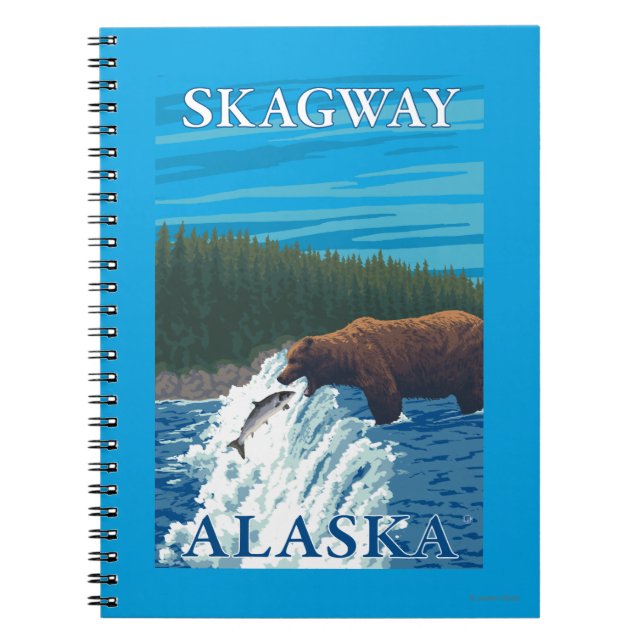 Cuaderno Pesca de oso en río - Skagway, Alaska (Frente)
