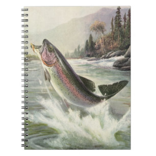 Cuaderno Pesca de trucha arcoiris vintage, pesca de pescado