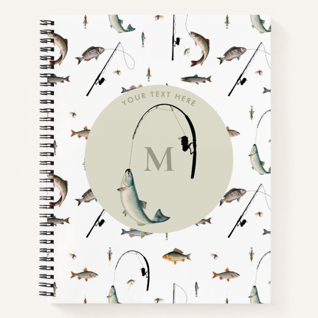 Cuaderno Pesca Pesca Rod & Reel Fish Tema Pescador Monogram (Anverso)
