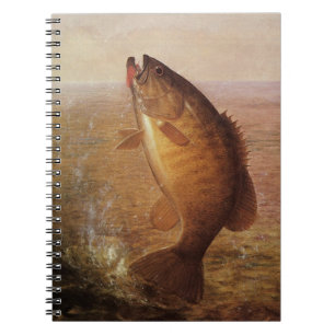 Cuaderno Pesca Vintage, Lubina de Boca Pequeña Saltando en