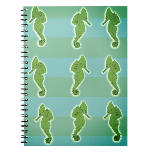 Cuaderno Pescado, caballito de mar de verano verde (Frente)