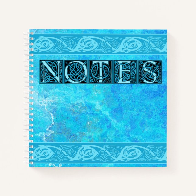 Cuaderno Pescado celta de Knotwork en azul (Anverso)