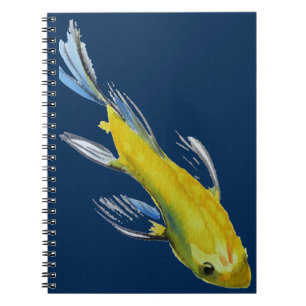 Cuaderno Pescado de arte acuático de cartón japonés amarill