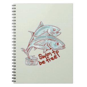 Cuaderno Pescado de atún escapando a una lata