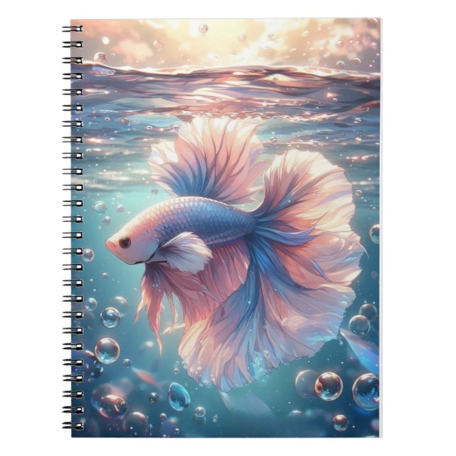 Cuaderno Pescado de betta de halfmoon con estilo anime (Frente)