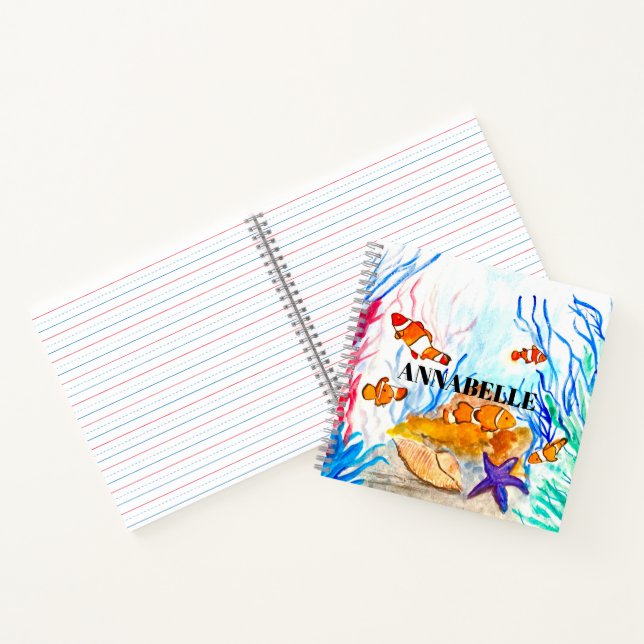 Cuaderno Pescado de la vida marina lindo agua giratoria arr (Interior)