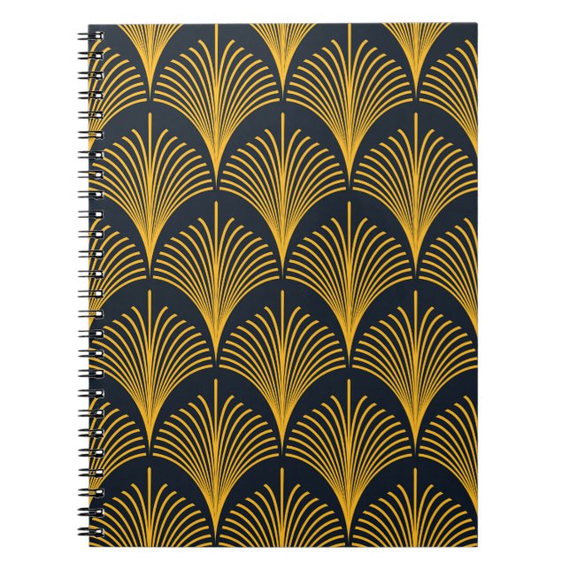 Cuaderno Pescado de pavo real de arte deco naranja sin foco (Frente)