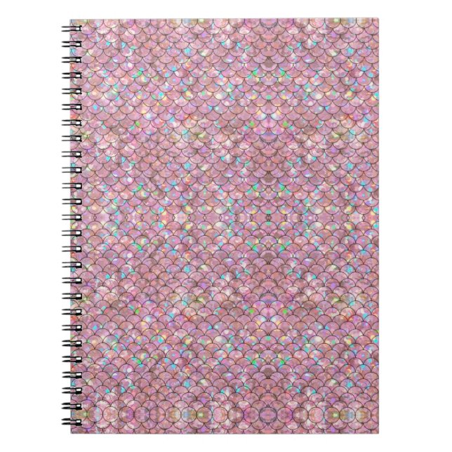 Cuaderno Pescado de Sirena Rosa Escala Holográfico Elegante (Frente)