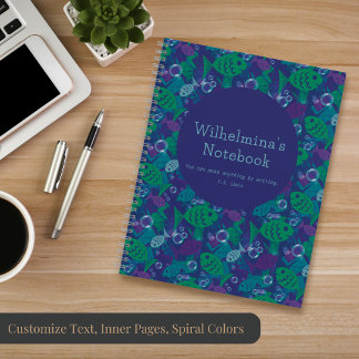 Cuaderno Pescado y burbujas Vibrante Patrón de arrecifes