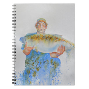 Cuaderno Pescador acuarela pintura regalo de pesca para él