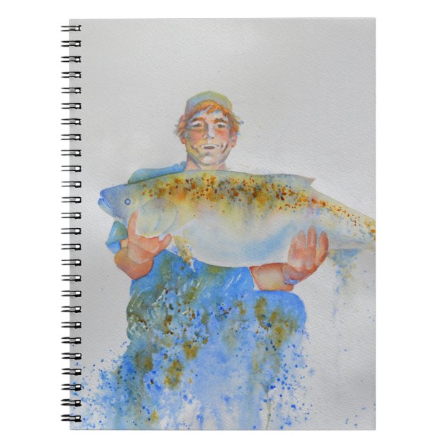 Cuaderno Pescador acuarela pintura regalo de pesca para él (Frente)