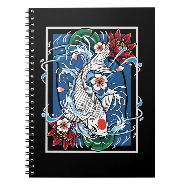 Cuaderno Pescador japonés de cartón de cerezo de pescado (Frente)