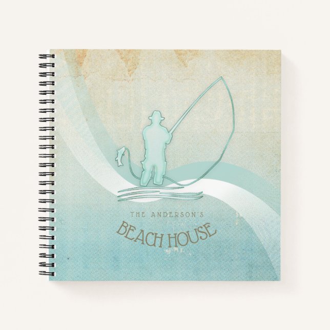 Cuaderno Pescador náutico de Beach House Aqua Blue ID623 (Anverso)