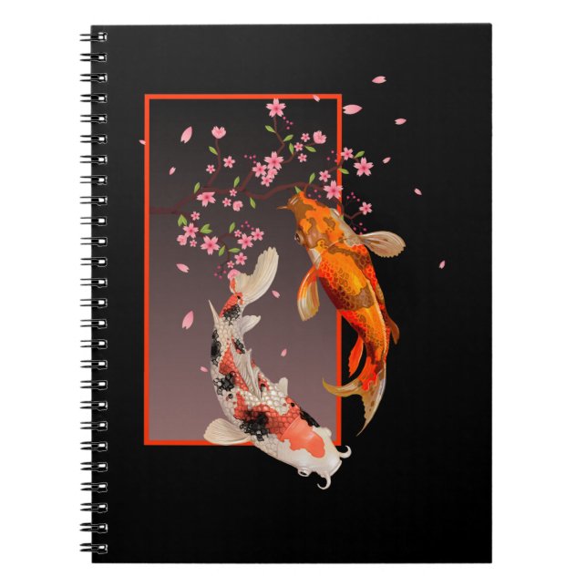 Cuaderno Pescados y flores de Koi japoneses (Frente)
