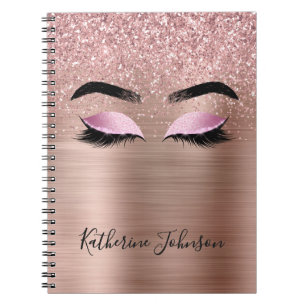 Cuaderno Pestañas de belleza con brillo Glam Rose Gold Mono