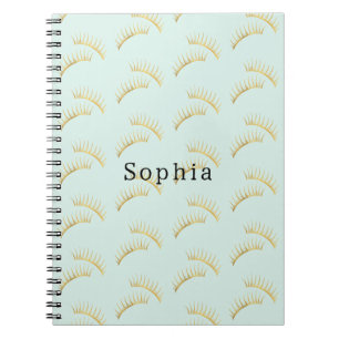 Cuaderno Pestañas doradas menta