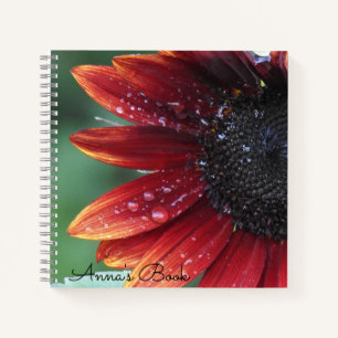 Cuaderno Petales De Girasol Rojo Y Caídas De Lluvia *Person