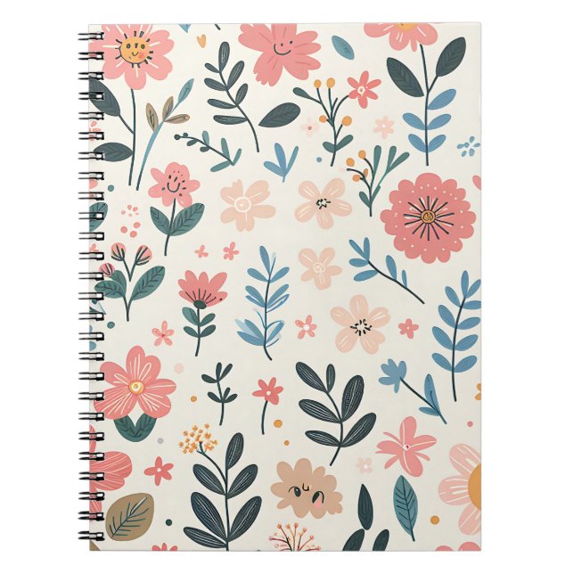 Cuaderno Pétalos Alegres – Campo de Flores Caprichoso (Frente)
