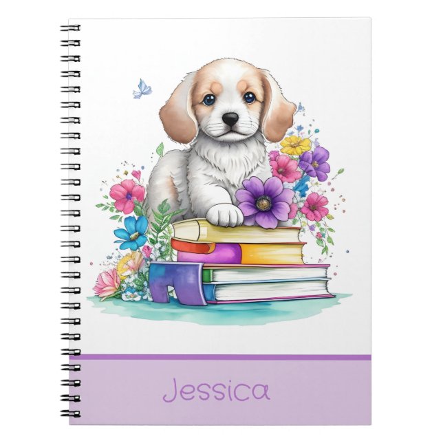 Cuaderno Pétalos & Cachorros & Libros Escuela de Acuarela V (Frente)