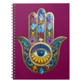 Cuaderno Pétalos Coloridos Hojas Hamsa Zafiro Tercer Ojo