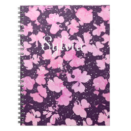 Cuaderno Pétalos de flor de pintura rosada de acrílico