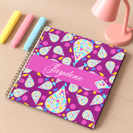 Cuaderno Pétalos de flores coloridas y puntos púrpura rosa