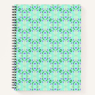 Cuaderno Pétalos de flores geométricas verdes y púrpura