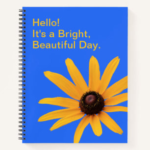 Cuaderno Pétalos Florales Amarillo Brillante sobre Azul Rea