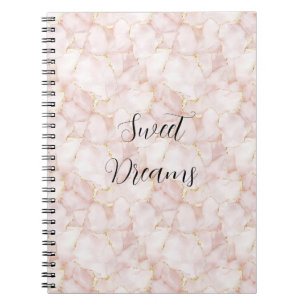Cuaderno Pétalos Florales de Rosa Rosa Rubor Dorado  