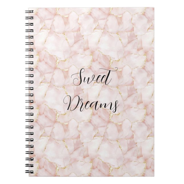 Cuaderno Pétalos Florales de Rosa Rosa Rubor Dorado   (Frente)
