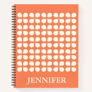 Cuaderno Pétalos modernos de mediados de siglo en Naranja 