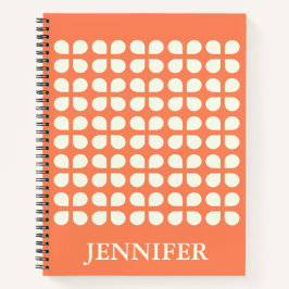 Cuaderno Pétalos modernos de mediados de siglo en Naranja p